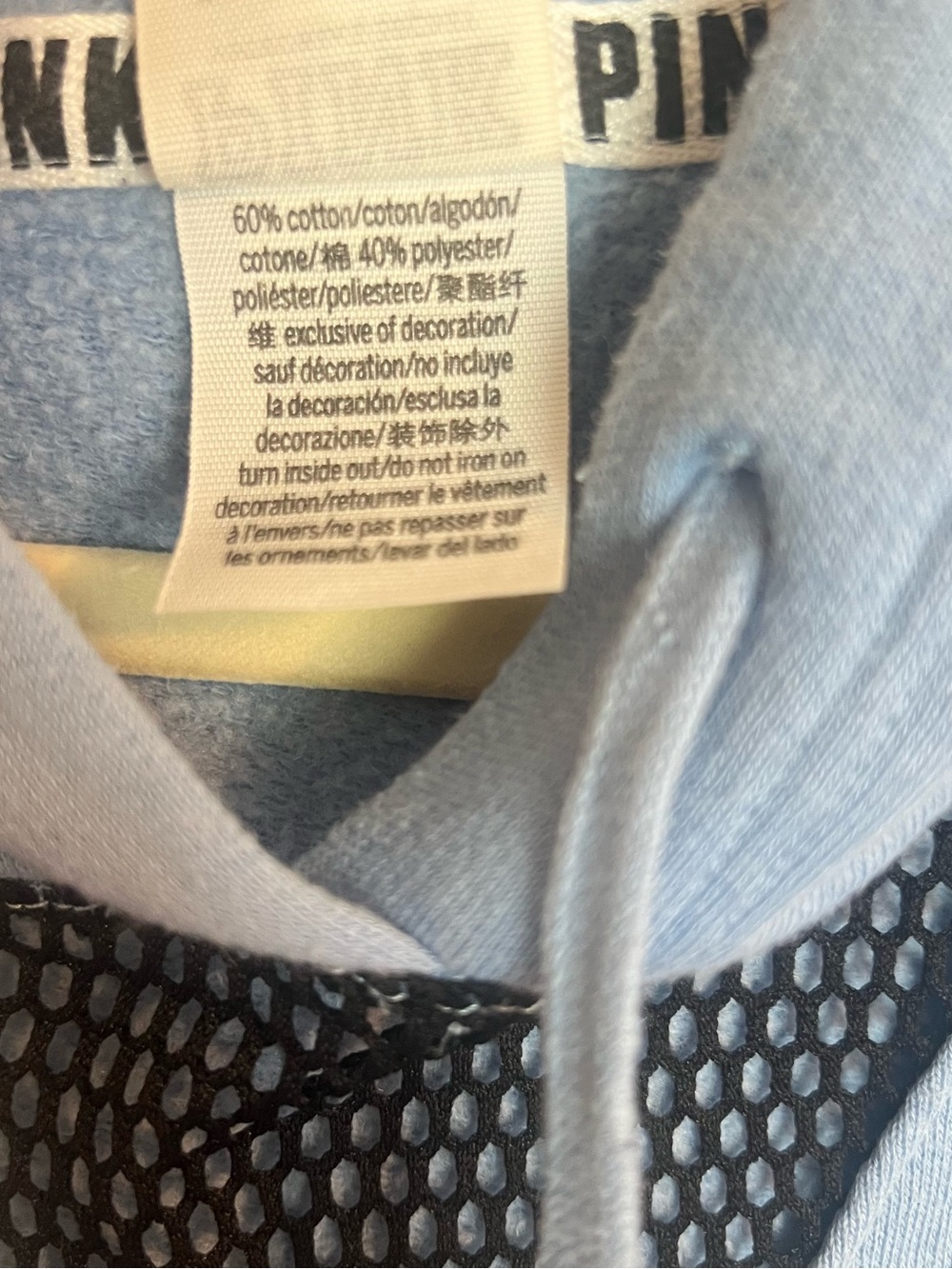 PINK Victoria's Secret Sky Blue Pullover Hoodie with raw hem - Picture 7 of 10
